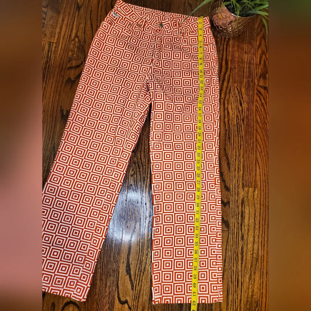 Ragged Priest Jeans Womens 30 Straight Denim High Waist Ankle Red Y2k Geo - Picture 8 of 13